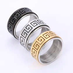 Fashion Jewelry Stainless Steel Geometric Jewelry Laser Cut Hollow Linework Titanium Ring