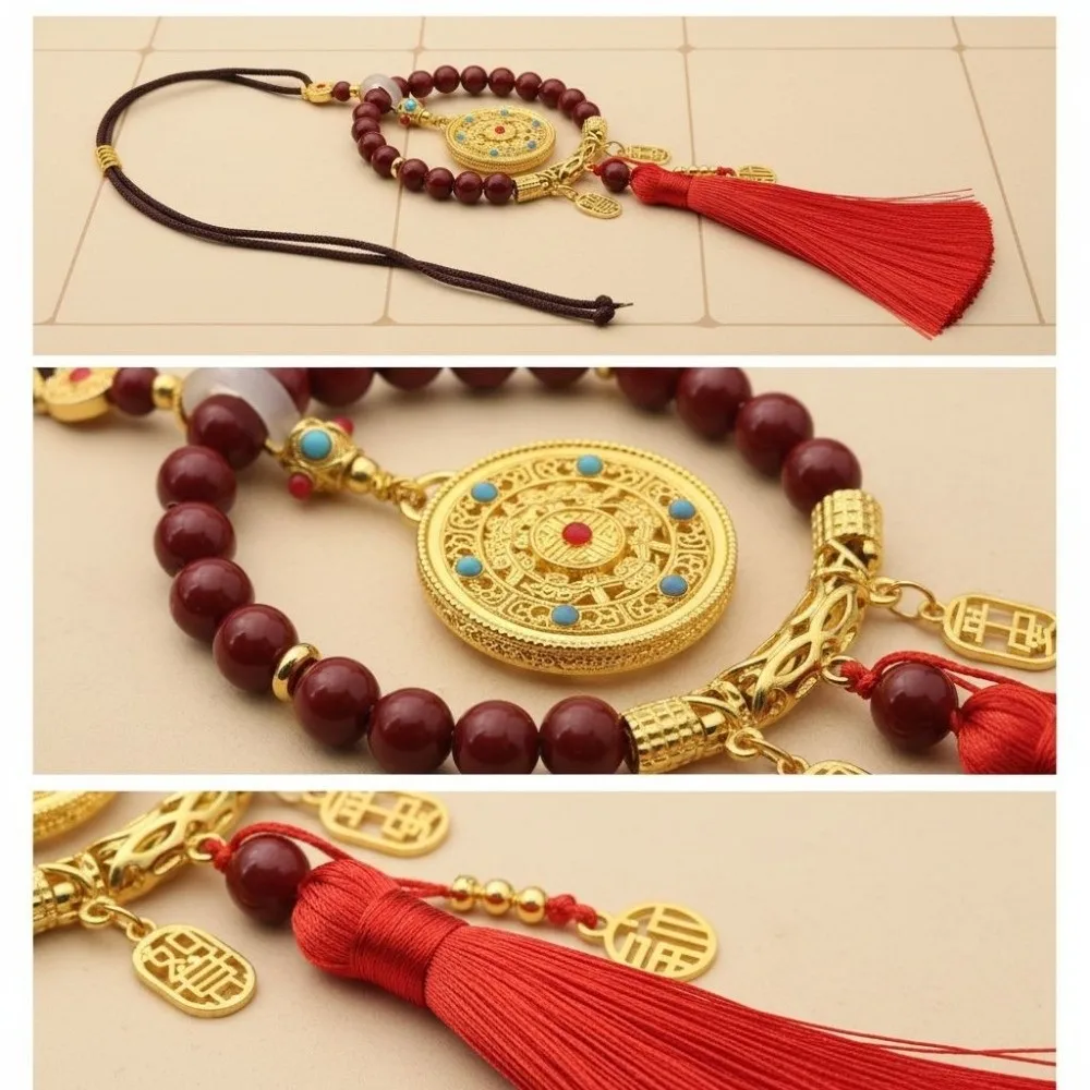 Five-Fortune Round Car Hanging Ornament Vehicle Decoration Gift Automobile Hanging Ornament Rearview Mirror Pendant