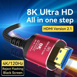 HDMI 2.1 fiber optic cable 8K HDMI Cable 8K60hz 4K120hz HDCP eARC 48Gbps HDMI Cord for Apple-TV Dolby-Vision-Atmos PS5 4080 4090