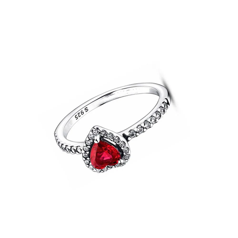 

2024 Fashion Hot Sale Red Heart Ring For Women Simple Jewelry Hoop Ring 925 Sterling Silver Sparkling Rings Finger Gift Birthday