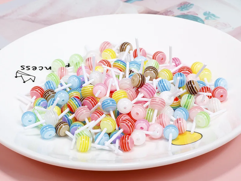 20 stücke Simulation Lollipop Miniatur Dekor Kuchen Tropfen DIY Telefon Fall Dekor Acryl Lebensmittel Dekor Süßigkeiten Miniatur Dekoration – Detail 7