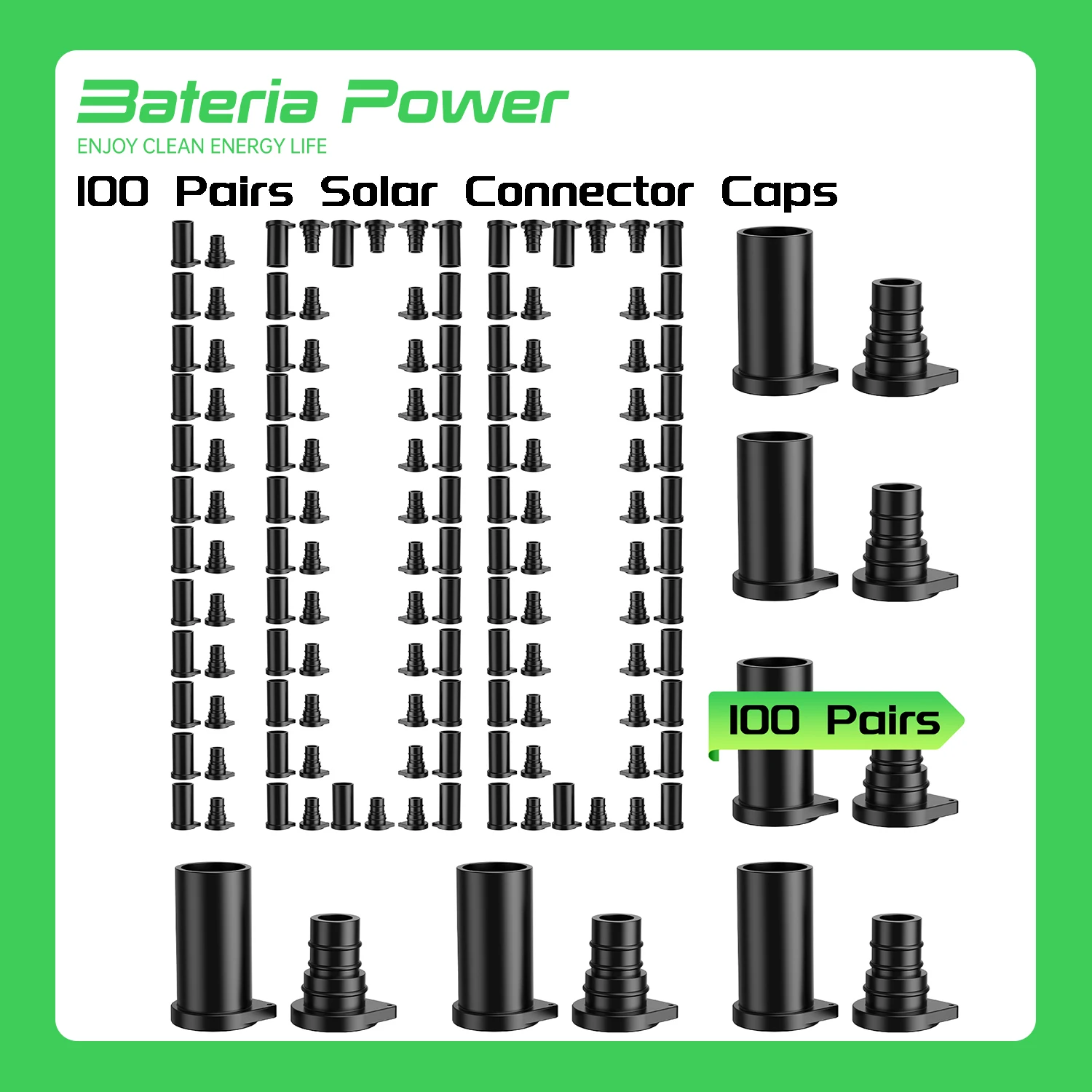 

100 Pairs Solar Connector Caps, Weather Resistant Dust Male and Female Cap for Solar Connectors