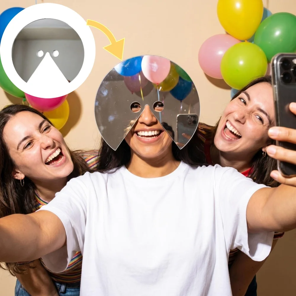Funny Head-mounted Mirror Masks, Acrylic Mirror Mask, Head-mounted Photo Prop, Creative Visual Mask, Fun Party Mask