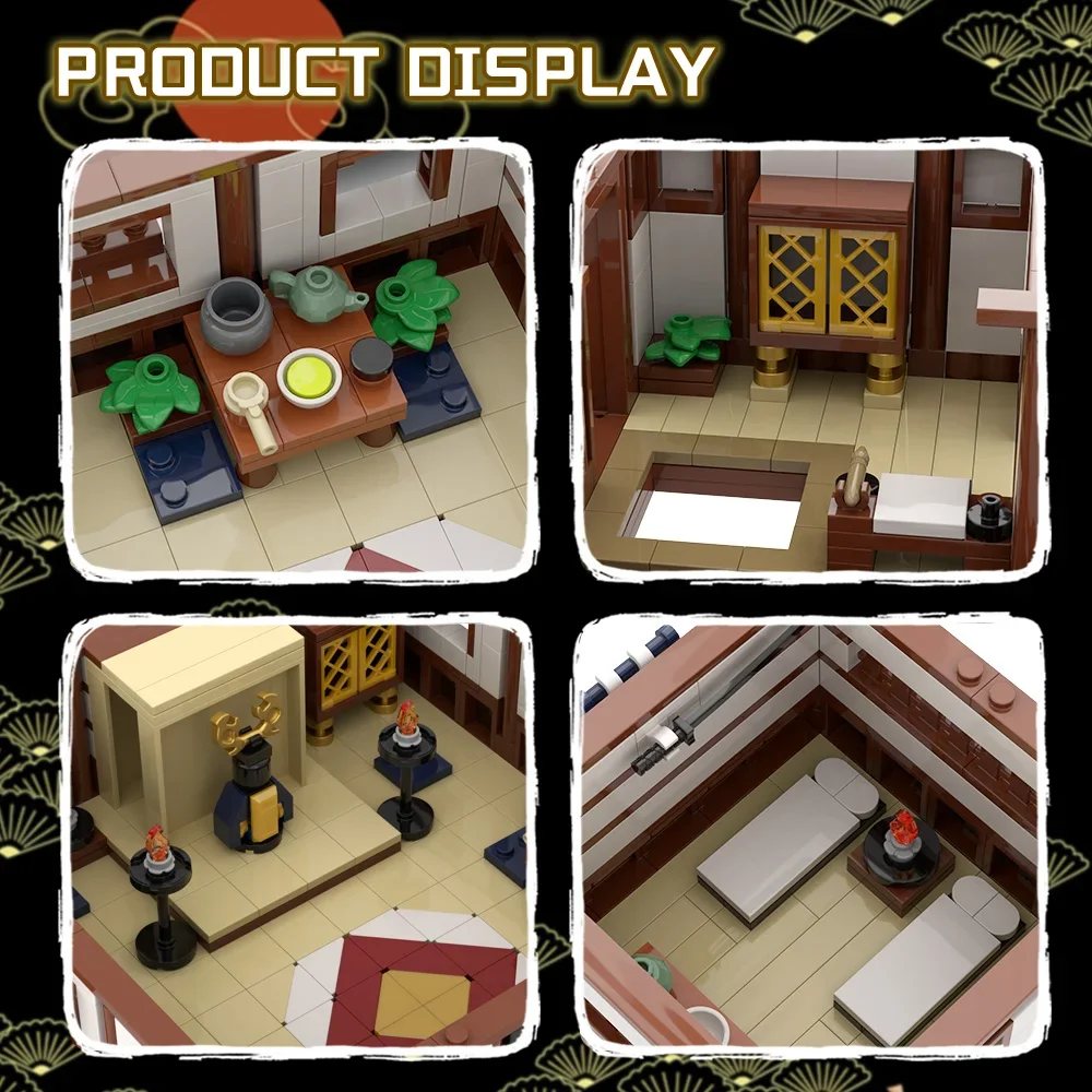 MOC สถาปัตยกรรมวัดญี่ปุ่นซามูไรปราสาทอาคารบล็อกย้อนยุคอิฐ DIY ประกอบของเล่นสำหรับของขวัญเด็ก