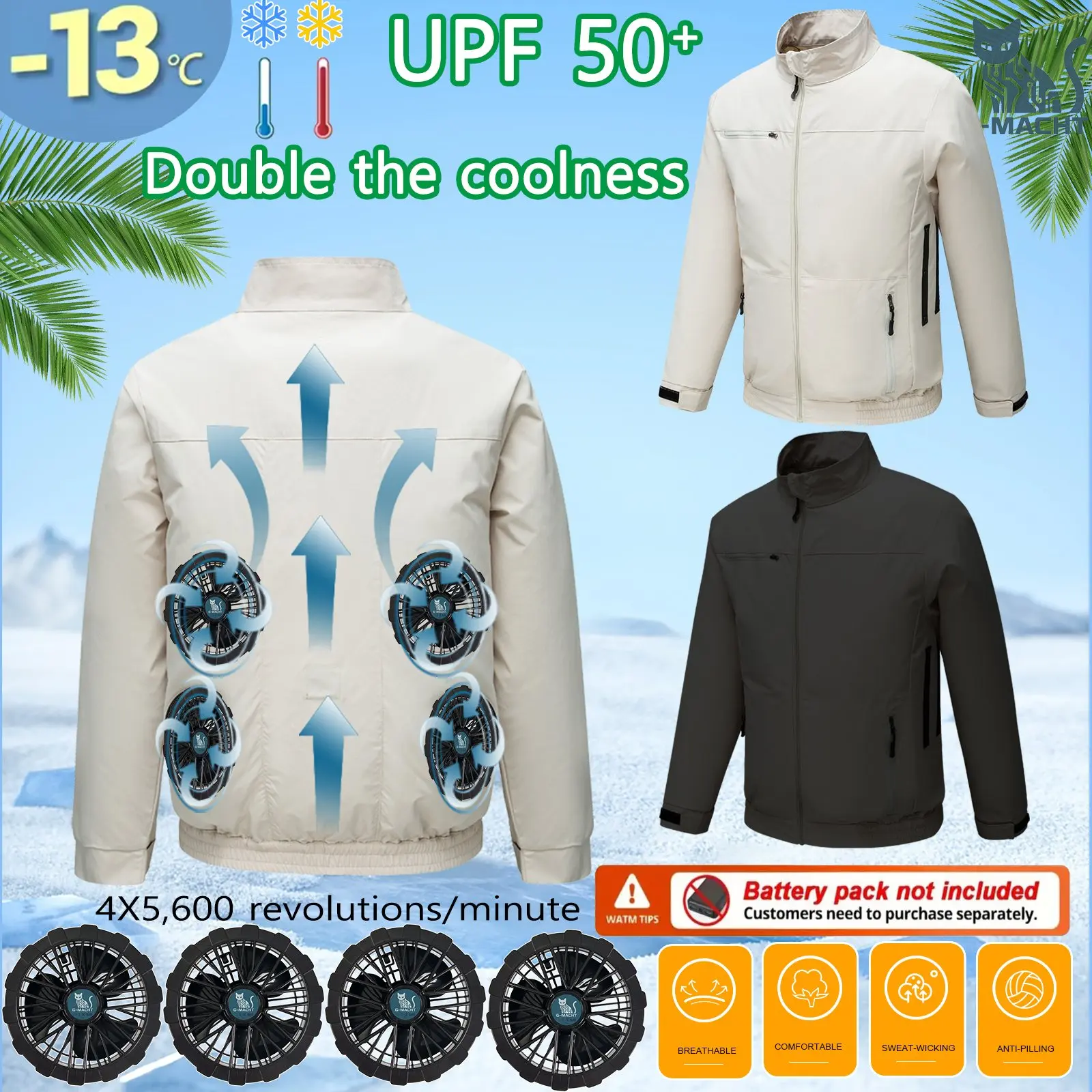G-MACHT USB Fan Cooling Air Conditioning Jacket Men Women Breathable Cool Vest Summer Hot Weather Work Outdoor Fishing Coat