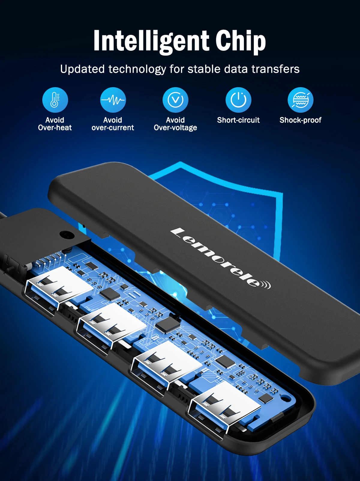 Lemorele USB 3.0 HUB 4 in 1 Type C Adapter 4 Ports Slot USB C Hub USB Hub 3.0 High Speed For Laptop Windows Mac