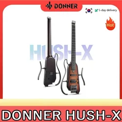 Donner HUSH-X Headless Silent Acoustic Electric Travel Guitar Removable Frames Ultra Light Mahogany Solid Body HUSH X