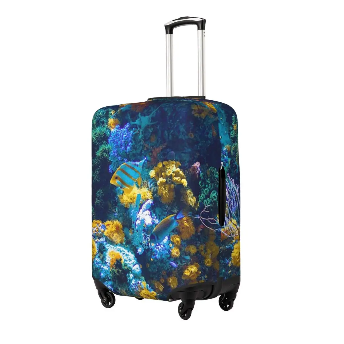 

Colorful Australian Coral Reef With Tropical Fish Suitcase Cover Protection Elastic Trip Luggage Protector Covers for 18-32 Inch