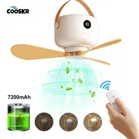 Portable Ceiling Fan 7200mAh Rechargeable Cordless Fan Air Circulators with Remote Control Light Camping Tent Ceiling Canopy Fan