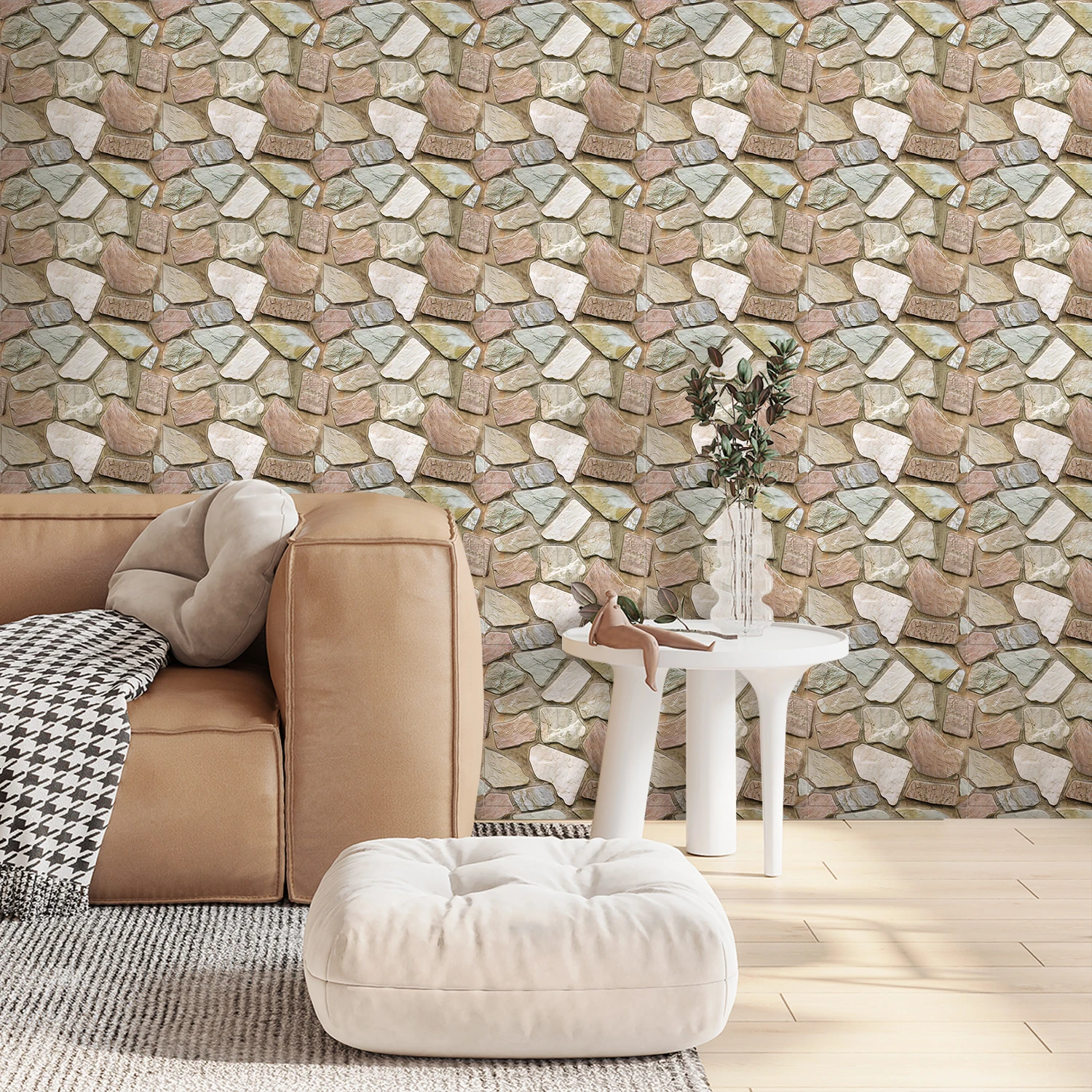 10/20 Pcs, 3D Faux Stone Peel and Stick Wall Panels, PVC Waterproof Wall Stickers ,Kitchen, Bathroom Wall Decoration, Backsplash image 2