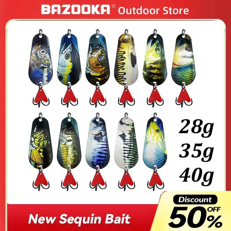 

Bazooka-Fishing Lure Treblehook, 3D Printing, Sequin Wobblers, Bass, Pike, Shore, Winter Bait, Flatfish, Fishing Accessories