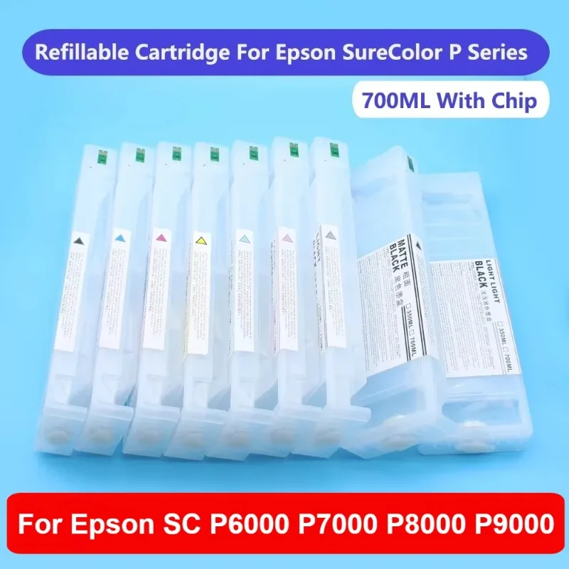 Rechargeable Ink Cartridges with Chips For Epson Surecolor P6000 P7000 P8000 P9000 Ink Cartridges T8041-T08049 T804A T804B 700ML