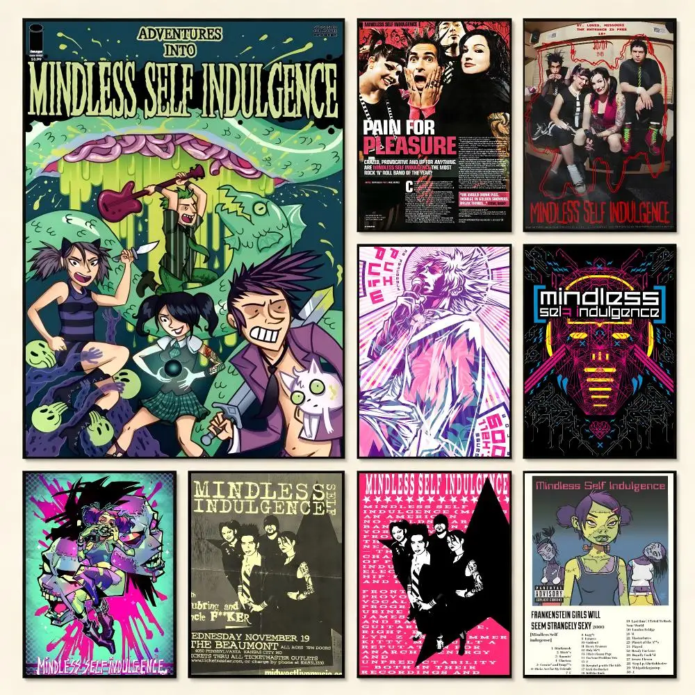 Punk band Mindless Self Indulgence Poster Self Adhesive PP Wall Art No Frame Bedroom Playroom Decor