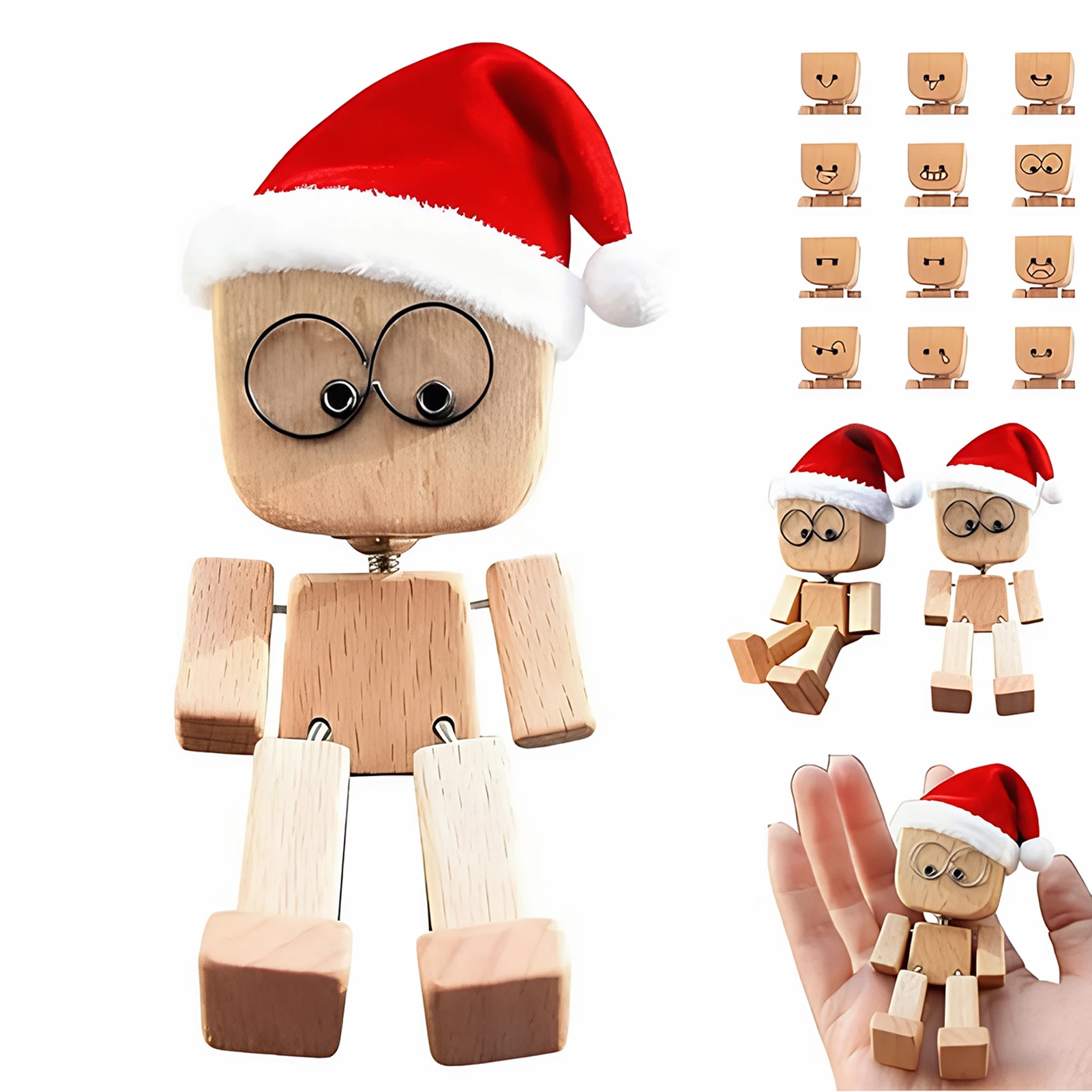 

Wooden Man Figurine Featuring Leg Shaking Action And Magnetic Expressions Shaking Wooden Man Figurine