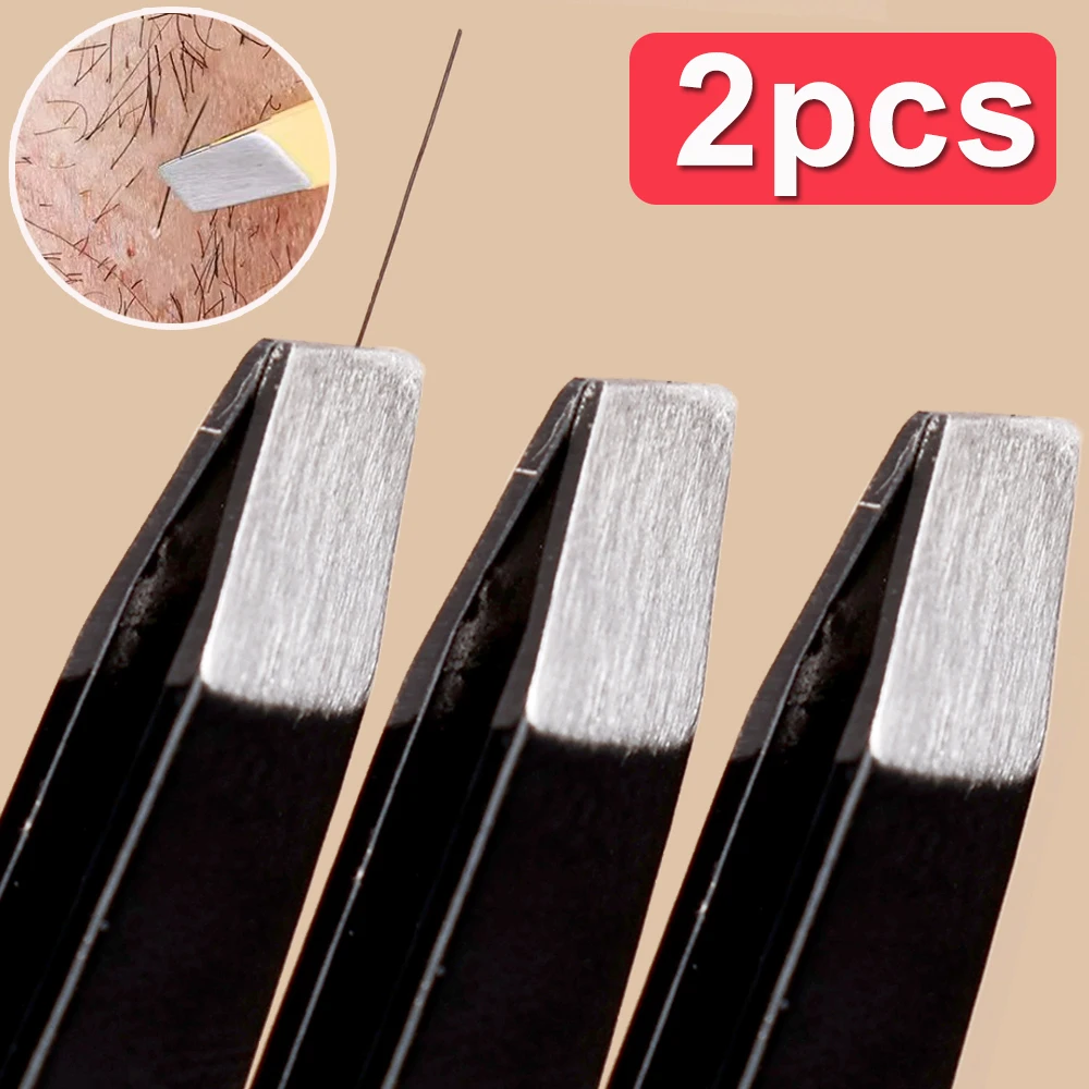 Professional Hair Removal Tweezers Stainless Steel Eye Brow Tweezers Slant Flat Point Face Harmless Eyebrow Clip Makeup Tools