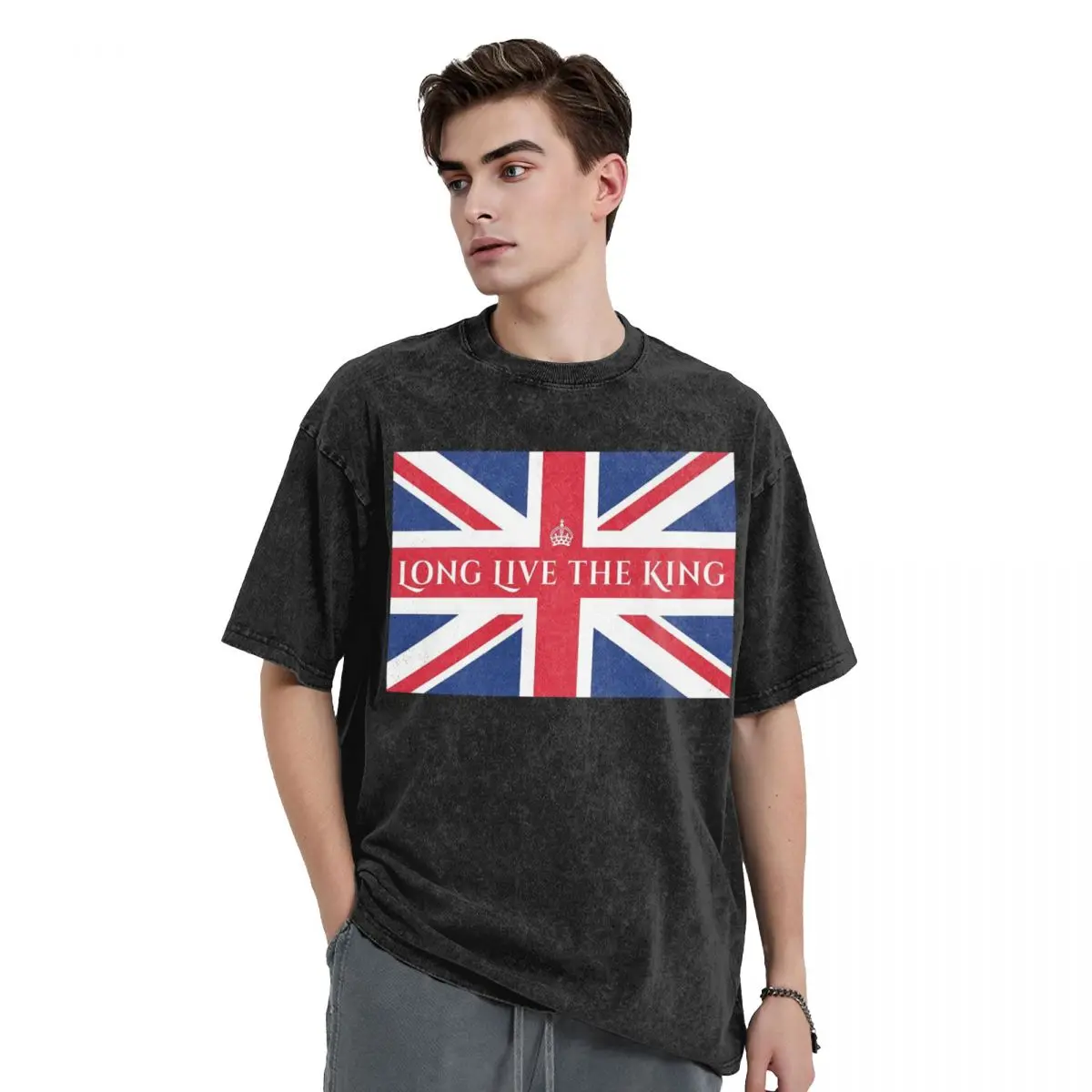 Union Jack Flag Of The UK United Kingdom British Washed T Shirts Casual Short Sleeve Hip Hop T-Shirt Streetwear Tops Tees