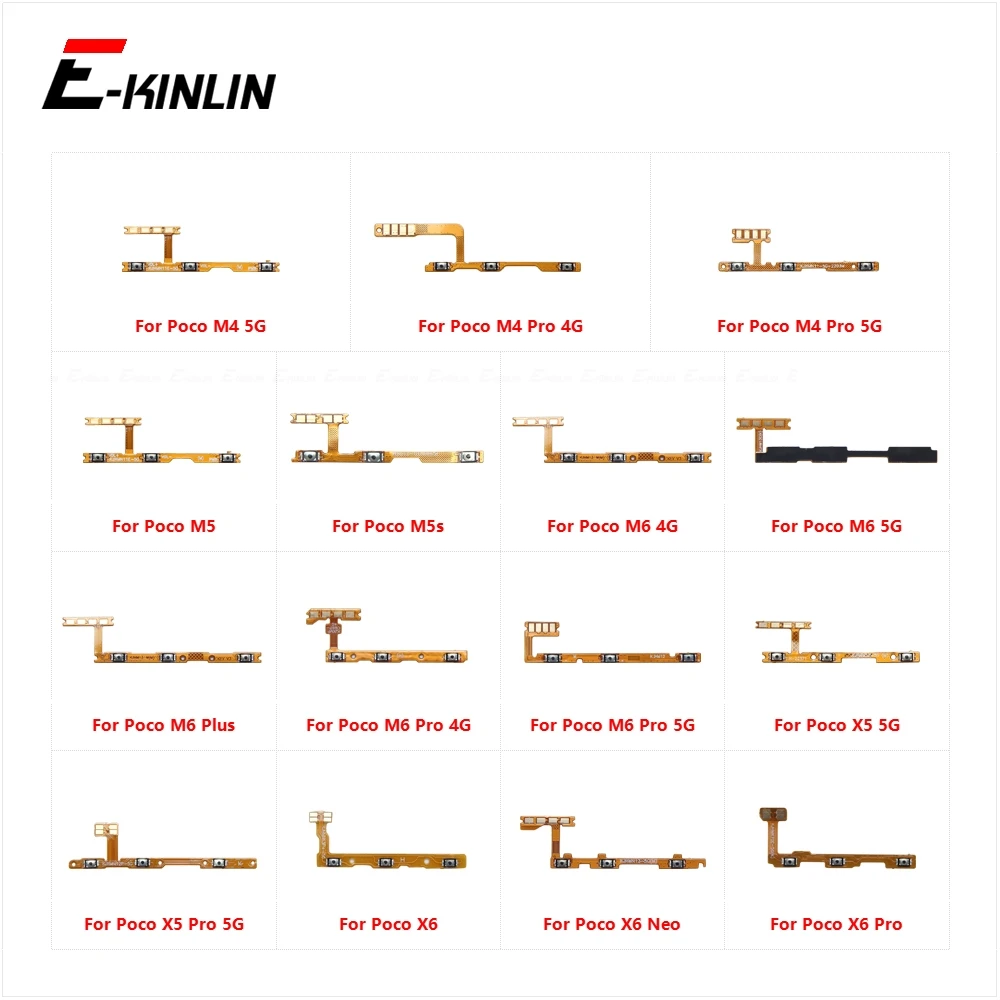 Switch Connector On Off Button Volume Button Flex Cable For Xiaomi Poco M4 M5 M5s M6 X5 X6 Pro Plus Neo 5G 4G