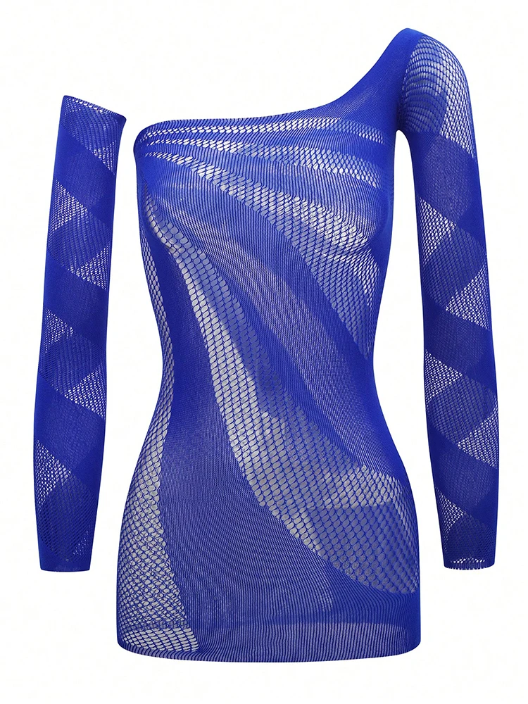 女性のセクシーなランジェリー網タイツ長袖メッシュベビードールミニドレス中空ストレッチナイトウェアエキゾチックビーチカバーアップ衣装