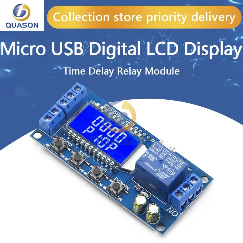 6-30V Micro USB Digital LCD Display Time Delay Relay Module Control Timer Switch Trigger Cycle Module XY-LJ02