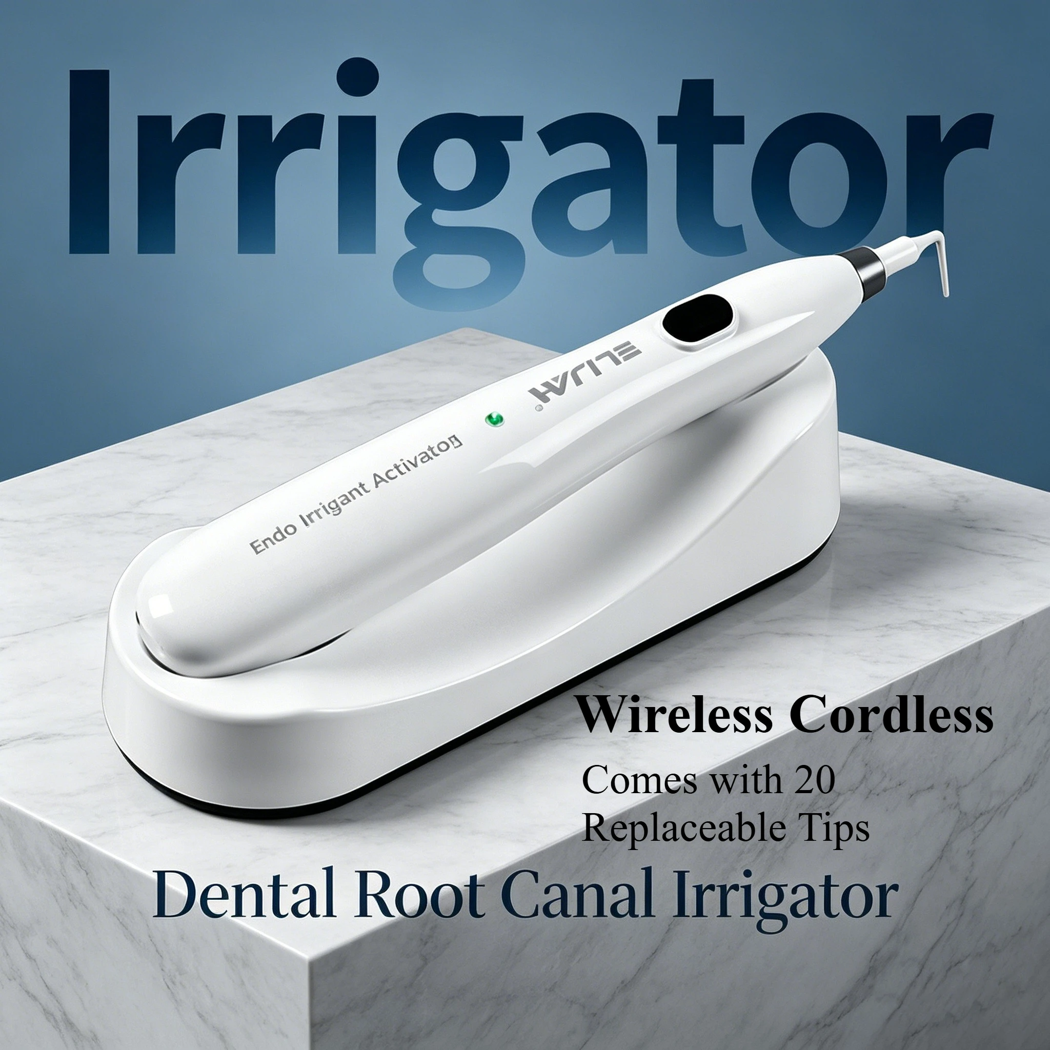 Dental Root Canal Irrigator Endo Activator for Debris Removal & Calcified Stain Vibration Cleaning Endodontic Tool with 20 Tips