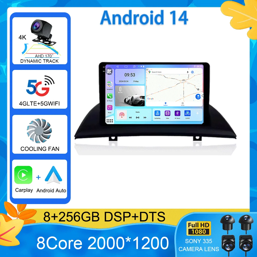 لسيارات BMW X3 E83 2004 2005 2007-2012 9 بوصة أندرويد 14 2din راديو DVD سيارة الوسائط المتعددة مشغل فيديو الملاحة GPS 2 din dvd