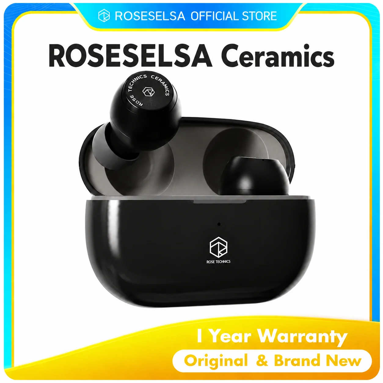 ROSESELSA Ceramics True Wireless Earbuds, HiFi Stereo TWS, H
