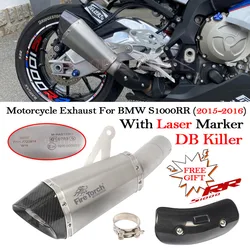 Slip On For BMW S1000RR 2015 2016 Motorcycle Exhaust Escape System Heat Shield Cover Carbon Fiber Exhaust Muffler WIth DB Killer