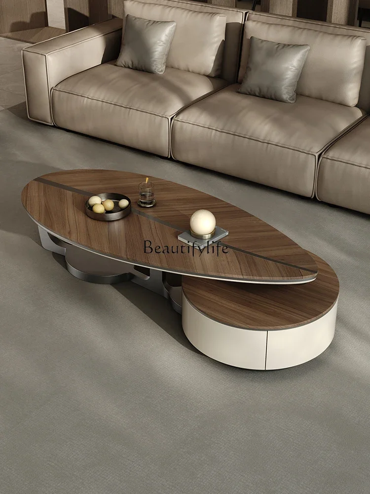 

Italian Minimalist Leaves Creative Coffee Table Special-Shaped Black Walnut Advanced Silent Style