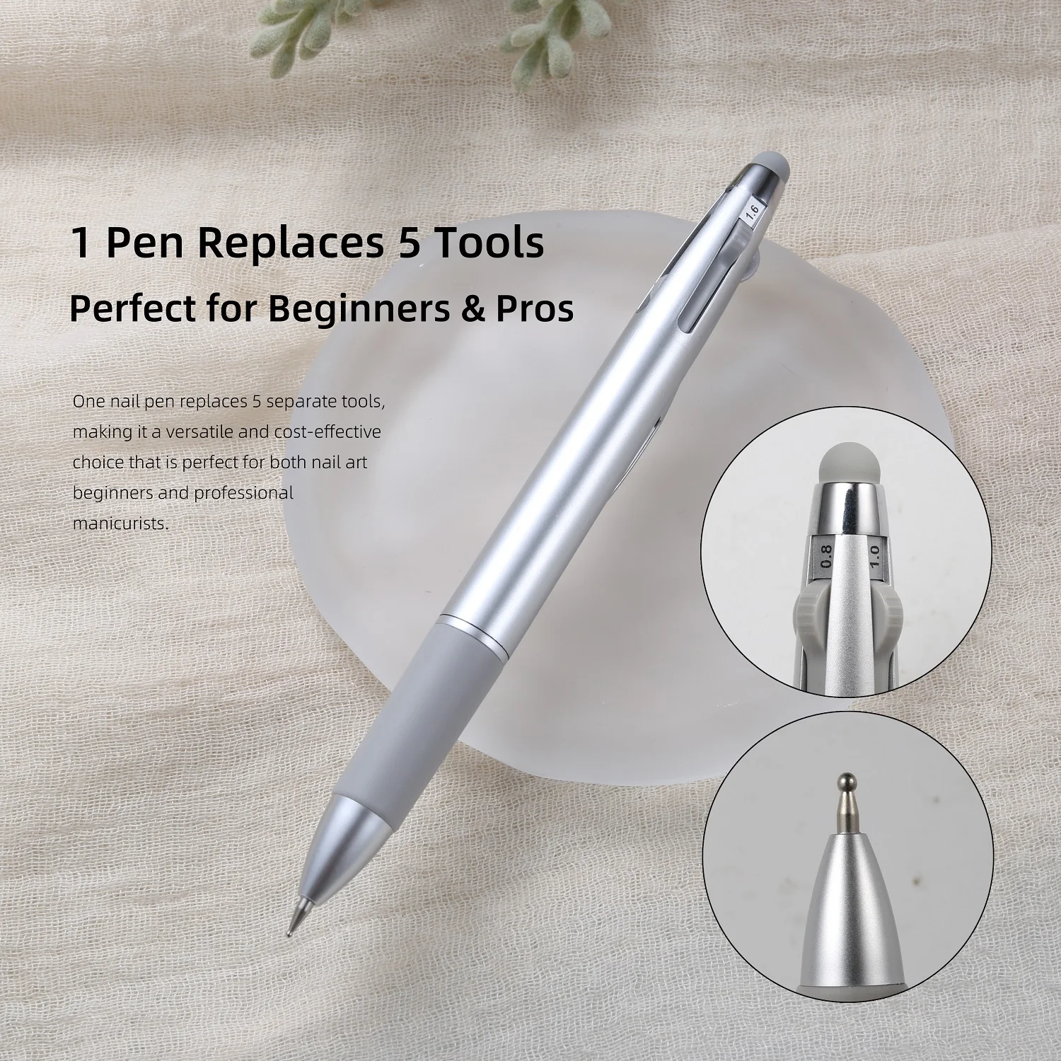 5-in-1 Multi-tip Nail Art Dotting Pen Painting Tool for Gel Polish Design DIY Manicure Nail Art Acrylic Decoration Drawing Pen