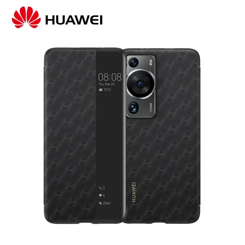 Original Huawei P60 Pro Flip Cover With Logo Case For Huawei P60 Leather Case Smart View Flip Case Protective Shell