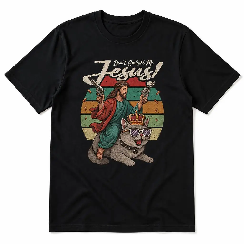 Dungeon Crawler Carl Princess Donut Don't gaslight me Jesus T Shirts Tees Short Sleeve Round Collar T-Shirt Pure Cotton Tops