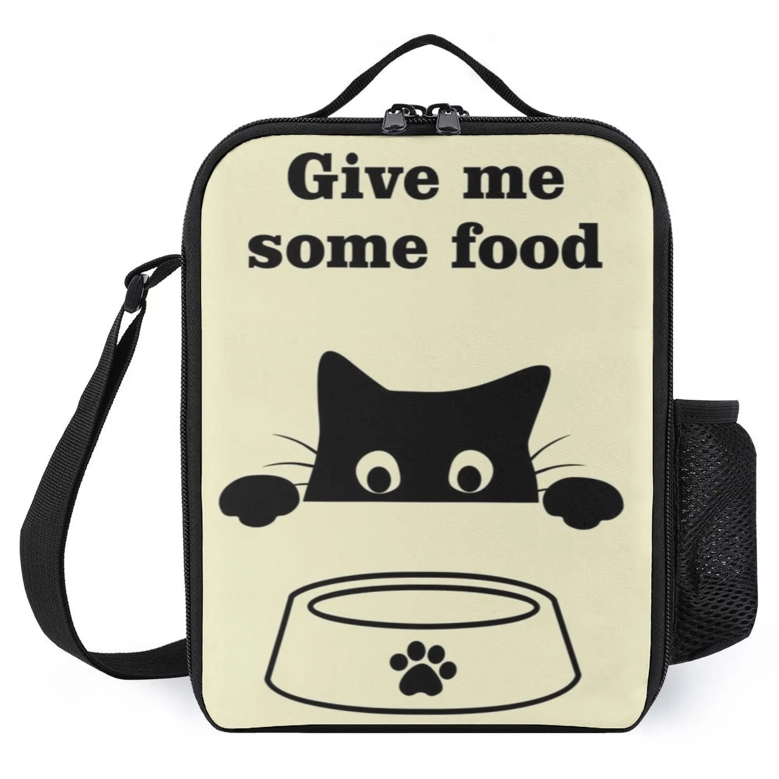 

Сумка для обеда с принтом Hungry Cat Lonchera, винтажная коробка для завтрака, изоляционная сумка для ланча для девочек