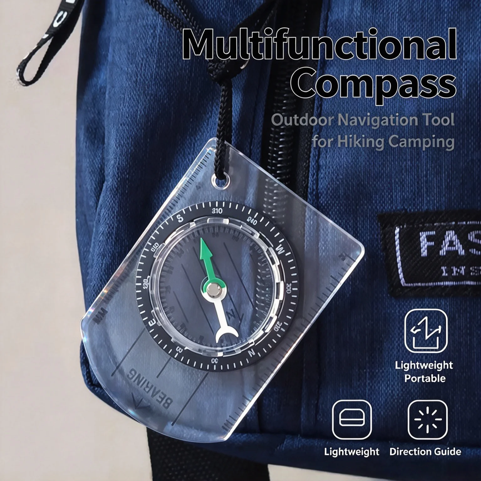Outdoor Transparent Mini Acrylic Scale Compass Map Scale Compass With Lanyard Portable Navigation Tool For Camping Hiking