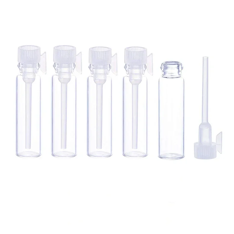 10Pcs 1ml-3ml Empty Mini Glass Perfume Bottles With Plastic Rod Caps Essential Oils Sample Vials For Aromatherapy Perfume Oils