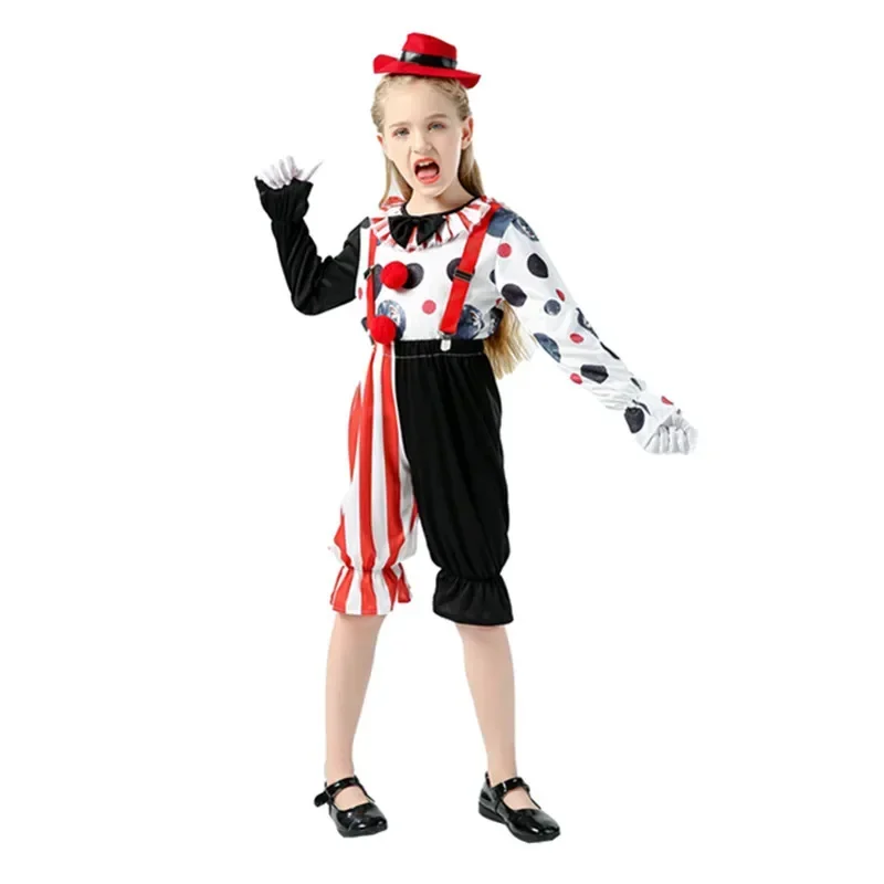 Kids Movie Clown เครื่องแต่งกายสำหรับสาวตลก Cosplay Performance ชุด Circus นักมายากลชุด Carnival ฮาโลวีนเครื่องแต่งกาย