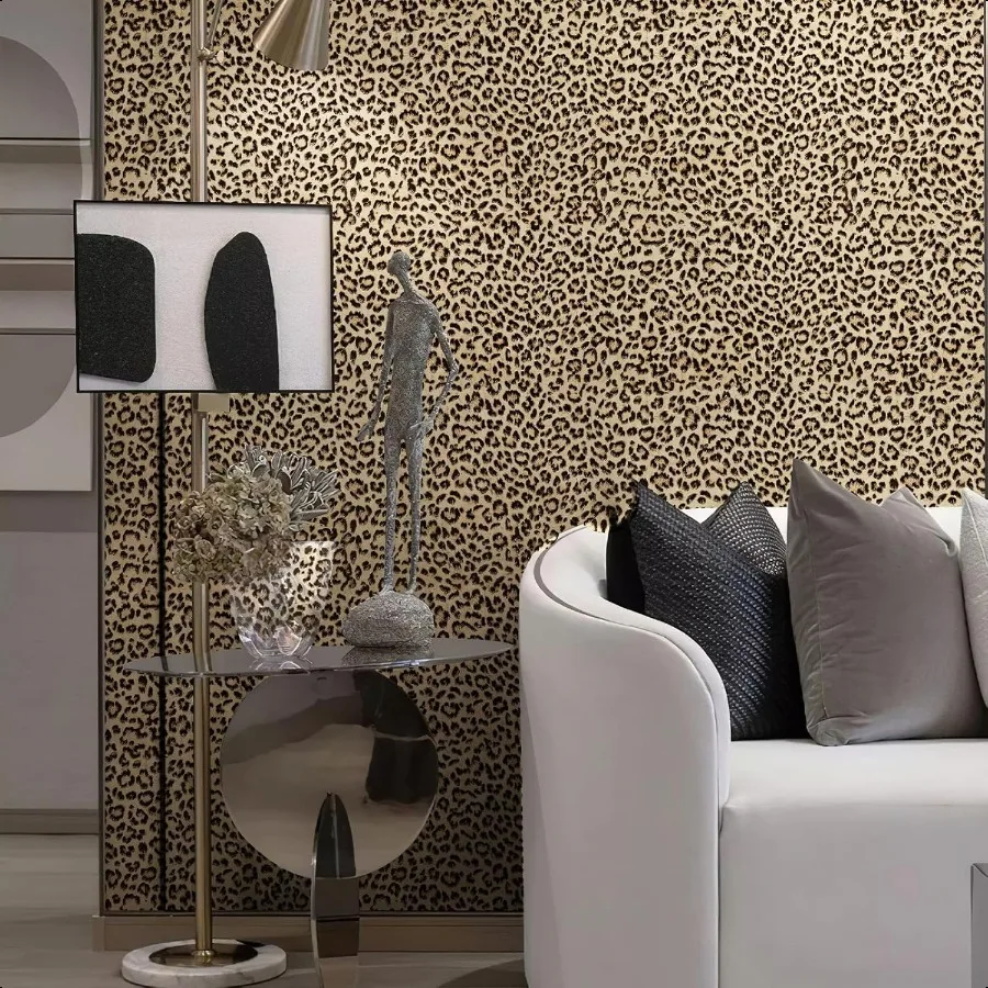 Luipaardprint Peel and Stick Wallpaper Waterdicht verwijderbaar zelfklevend structuurbehang Geel Funky Cheetah Contact Pap