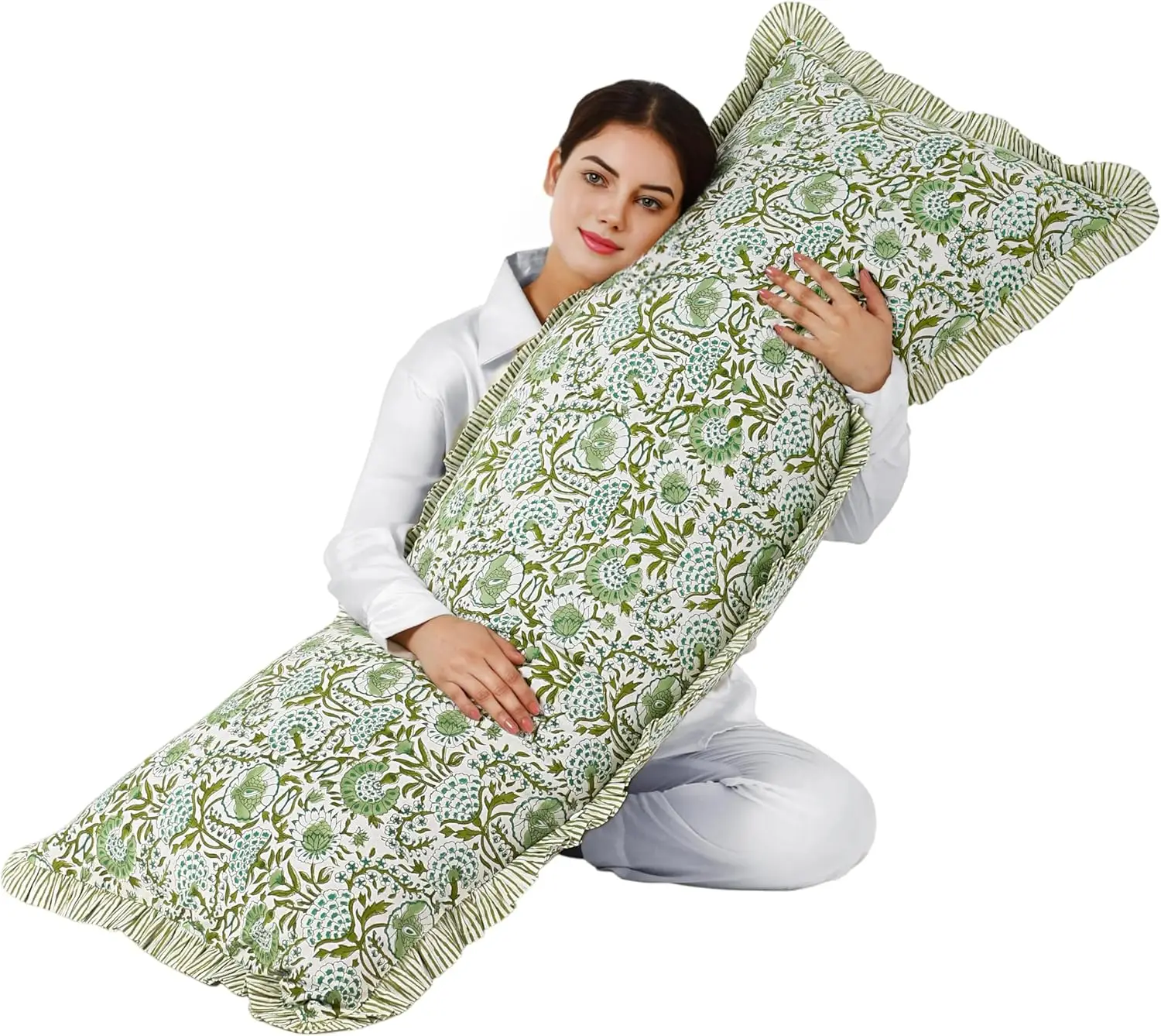 

Наволочка Agate Green Ruffle Sham с рюшами, 54x20 дюймов, со скрытой молнией, для дивана, кровати, кушетки, декора в стиле фермерского дома и коттеджкор