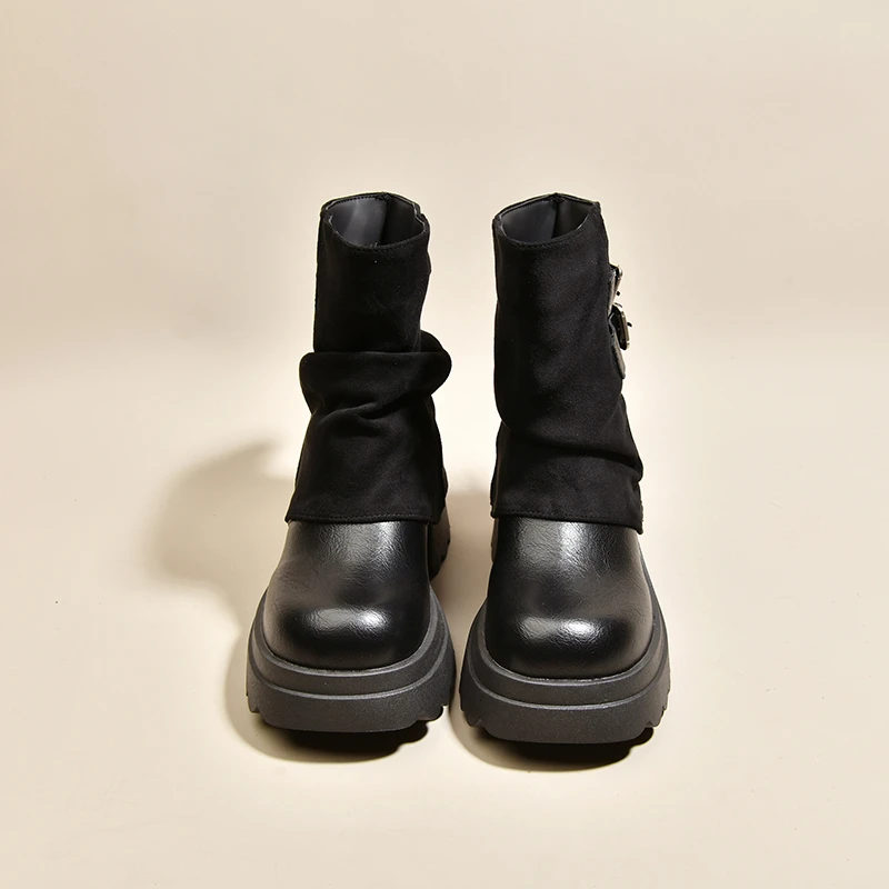 Women's Thick-Soled Height-Boosting Boots 2026 Autumn New Hot Style Stacked Short Boots, Pants Boots, Knight Boots