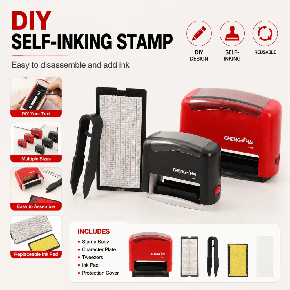 Automatic Ink Return DIY Stamp Kit Plastic Multi-size Monogram Printing Stamp Press-type Letters Plate