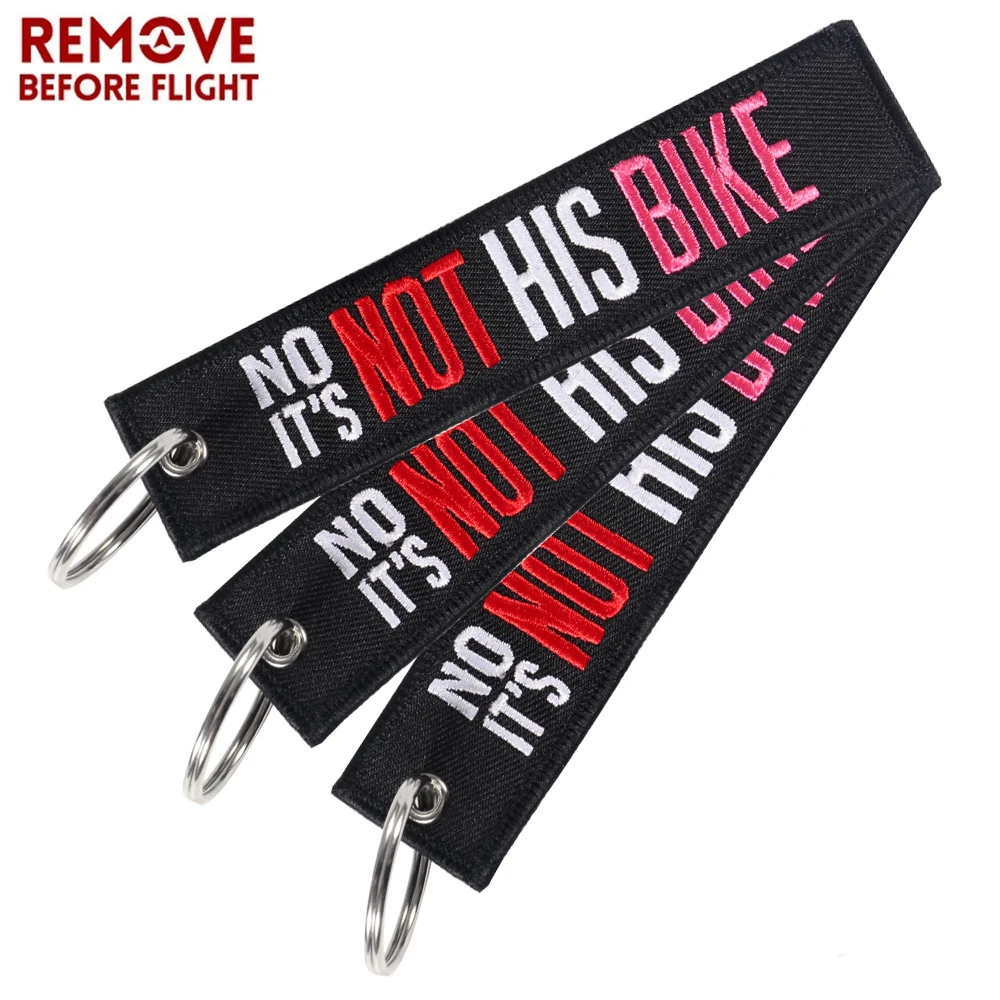 1 PC Motorcycle Keychain Jewelry Embroidery IT\'S NOT HIS BIKE Car Key Ring Chain for Women Gifts Luggage Tags Pink Key Chians