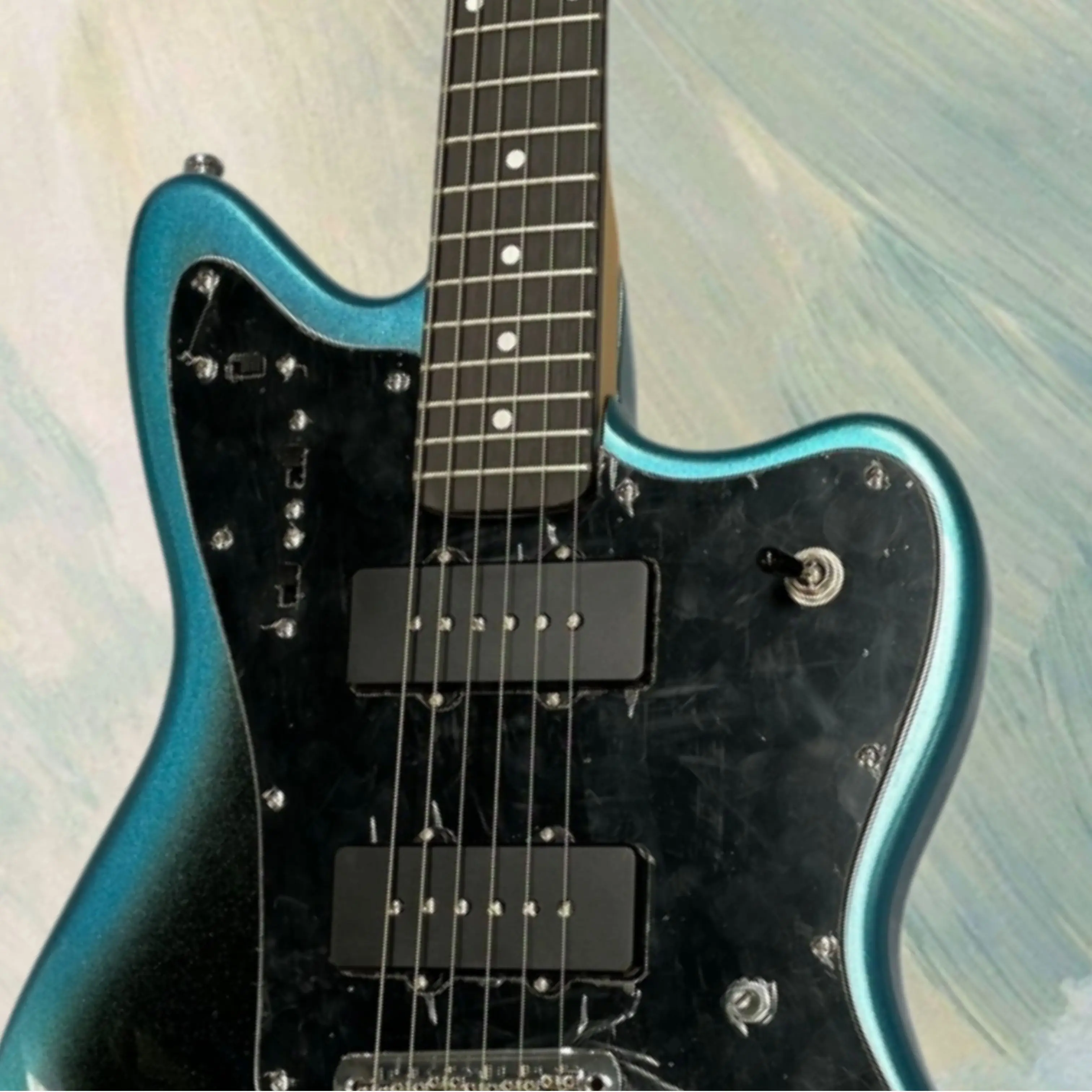 6-String Vintage Electric Guitar,Blue-Black Gradient Pearlescent Finish,Rosewood Fretboard Guitars,Warm Retro Rock tone Guitarra