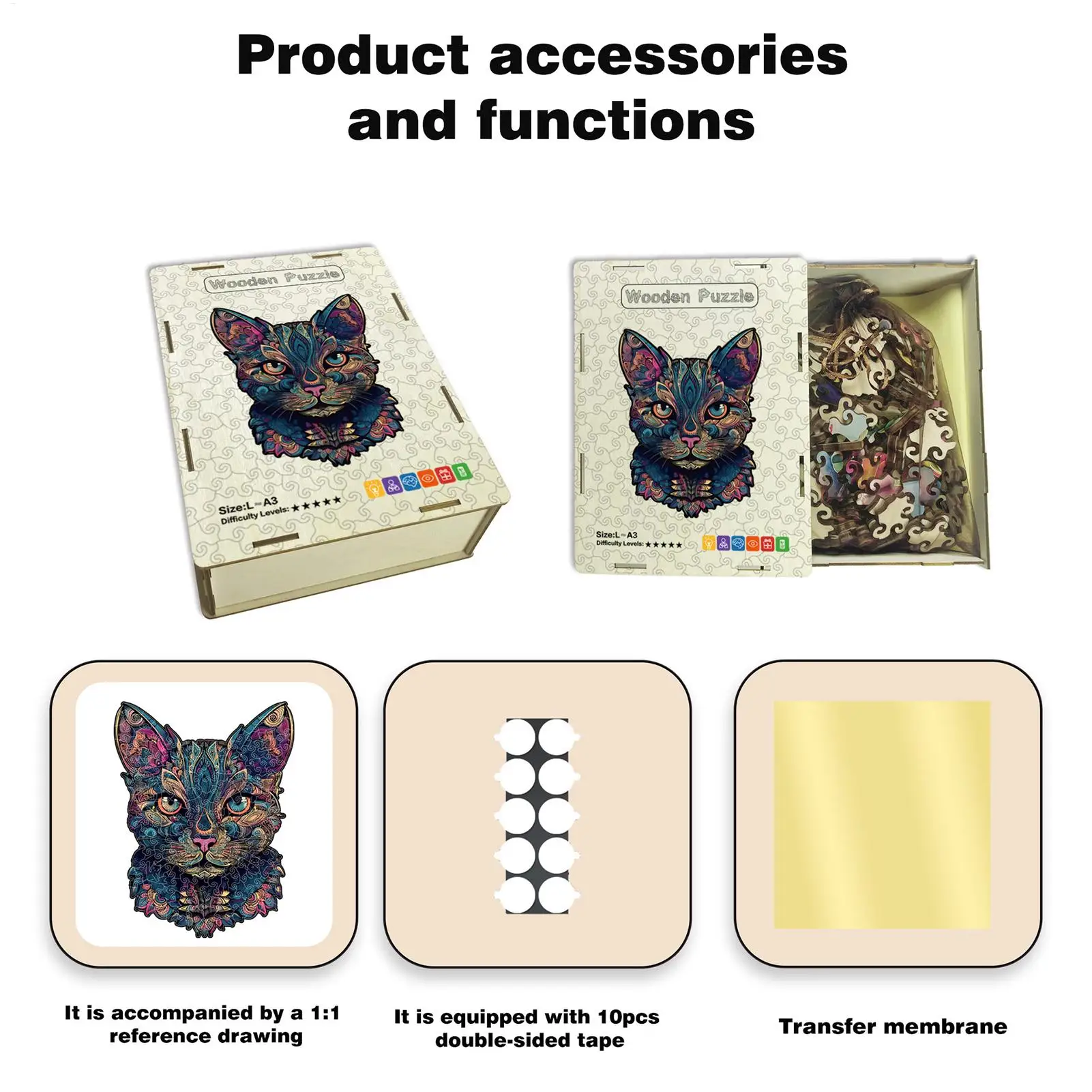 لعبة ألغاز القطط اللطيفة، لعبة القطط الملونة المثيرة للاهتمام، ألغاز خشبية للبالغين والأطفال والأولاد والبنات وعطلات أعياد الميلاد العائلية #4