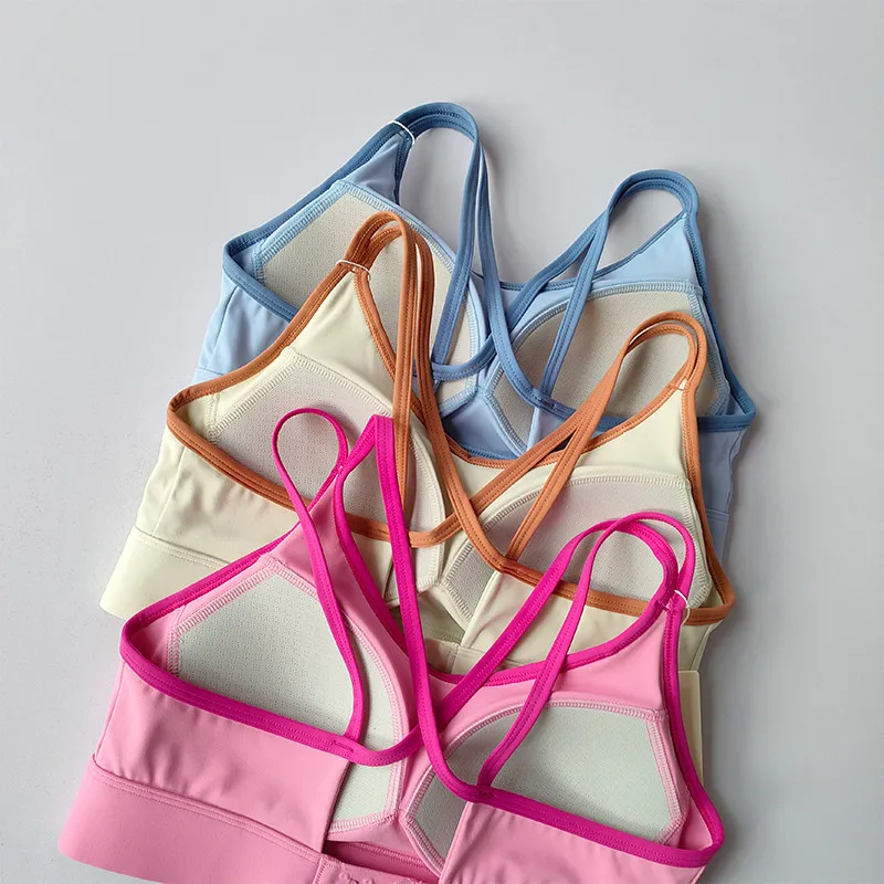 Hochintensiver Fitness-Sport-BH, stoßfest, verhindert Durchhängen, integrierter Stil, Laufunterwäsche, Kontrast-Weste-Top für Frauen – Detail 10