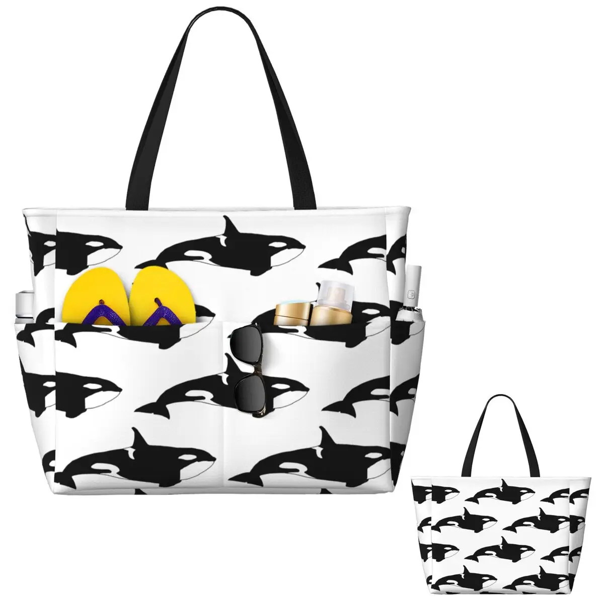 

Пляжная большая сумка Killer Whale (Orcinus Orca) Спортивная сумка для занятий йогой в тренажерном зале Большая большая сумка Женская дорожная сумка Сумка для фитнеса