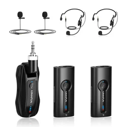 KIMAFUN 2.4G Dual Wireless Lavalier Microphone,Amplified Wireless Lapel Microphones for 2 people Class Teaching,Meetings,Seminar
