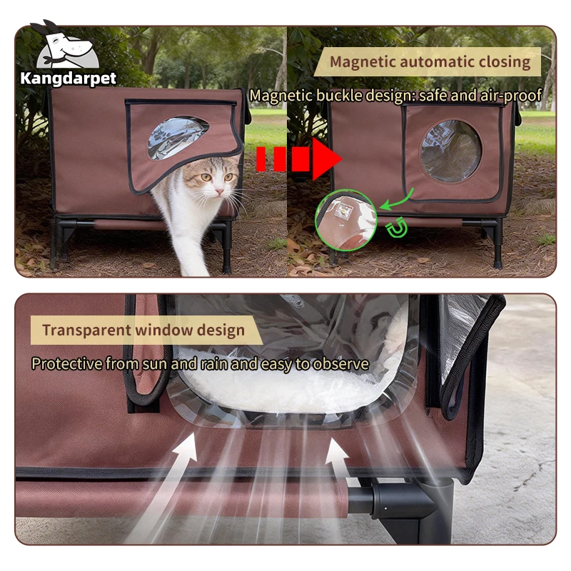 Wasserdichtes Katzenhaus für Draußen, Windbeständiges Warmes Faltbares Zelt, Verstärkte Isolierung mit Notausgang für Katzen – Detail 5