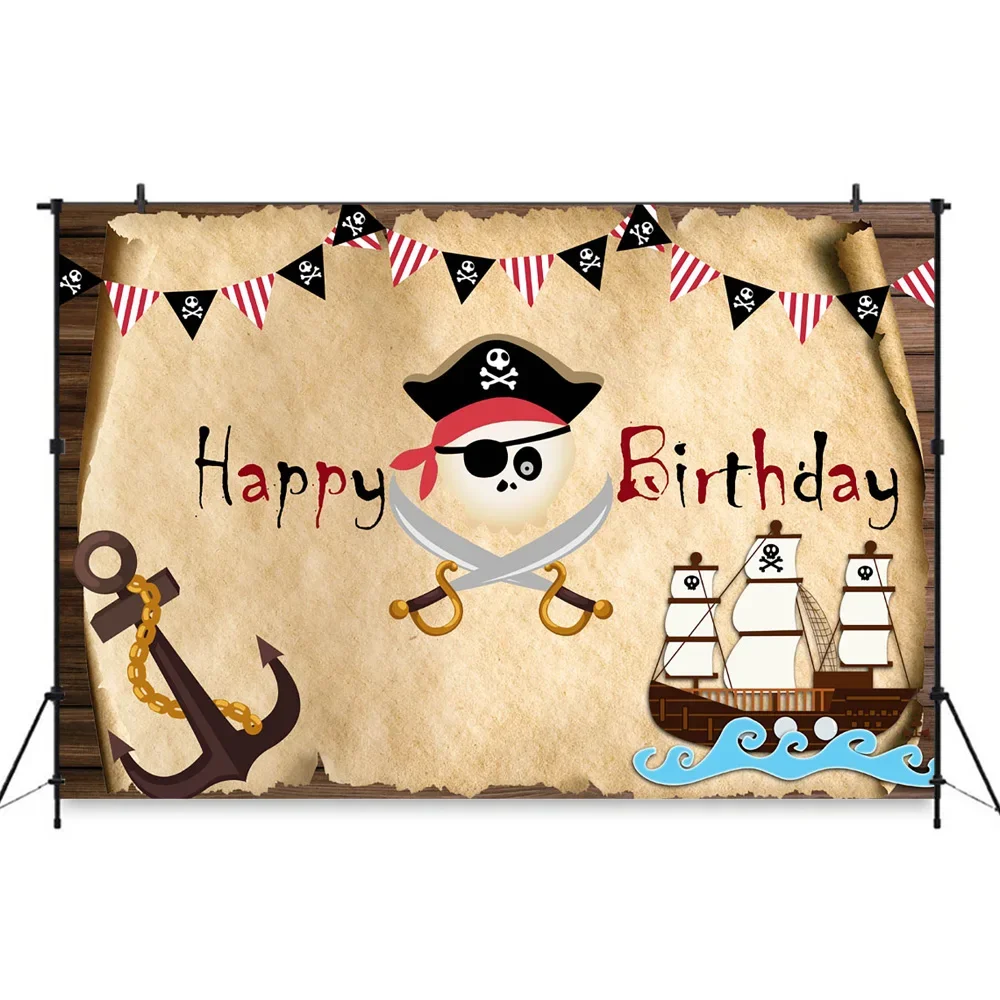 Adventure Pirait Backdrop Babyshower Newborn Photography Backdrop Pirate Ship Map Background Baby Photobooth