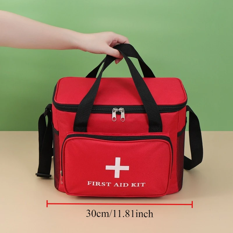 1Pc Large Capacity Red Cross Emergency Medical Storage Bag Oxford Cloth First Aid Box For Car Home Outdoor