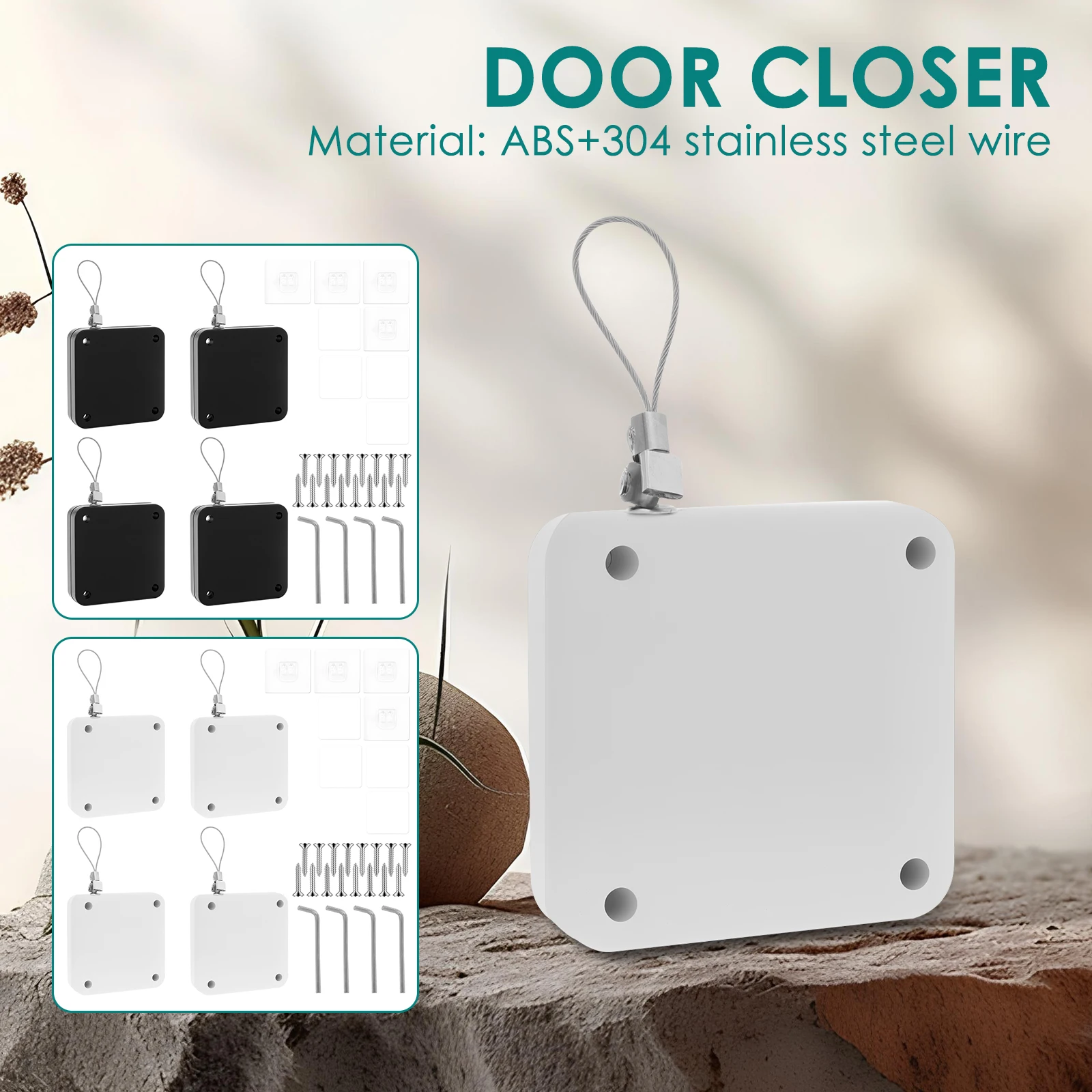 

4 шт., автоматический доводчик для занавесок для душа без сверления, доводчик для раздвижных стеклянных дверей с шнурком 1,2 м для деревянной двери, ванной комнаты, спальни