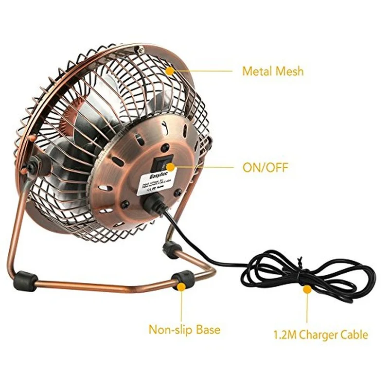 1Pc Antique USB Cable Mini Personal Fan Metal Design High Compatibility USB Fan Table Desktop Fan for Home Office view 3